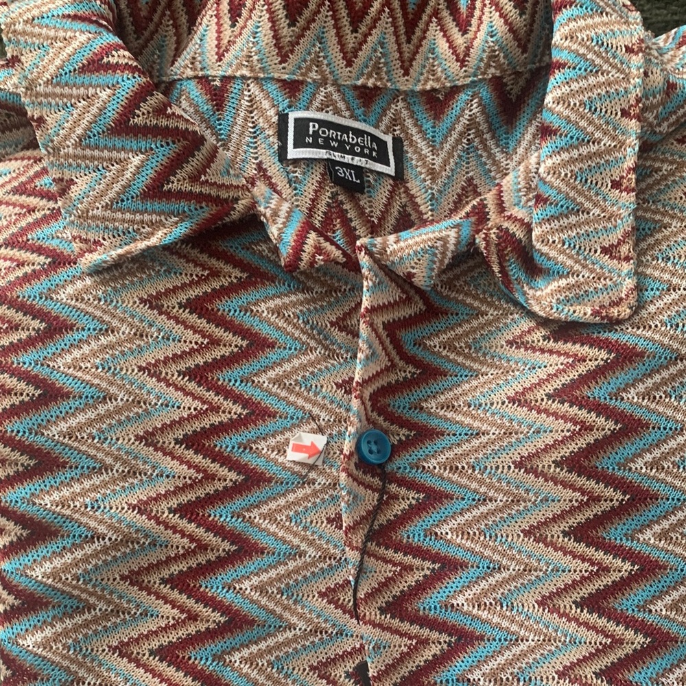 🆕 Vintage Men's Plus Size Portabella New York Zigzag Casual Shirt